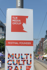 Obraz premium tln media group (festival founder) media partner banner at Salsa on St Clair, Toronto (morning, 11 July 2026)