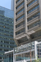Obraz premium exterior building facade corner detail and sign of Eataly, an Italian restaurant and gourmet grocery store, located at 55 Bloor St W inside Manulife Centre, Toronto