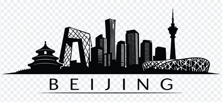 Beijing city skyline silhouette vector illustration