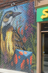 Obraz premium exterior building and sign of Subway, a sandwich shop chain, located here at 1123 St Clair Av W, Toronto