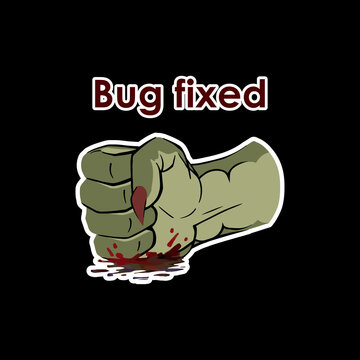 Bug Fixed Dragon Sticker | Funny Designer Debugging Success Cartoon Meme