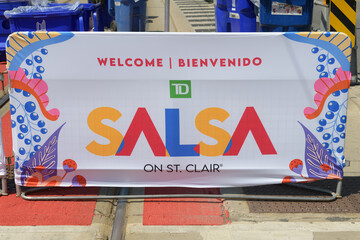 Obraz premium welcome banner at Salsa on St Clair, Toronto (morning, 11 July 2026)