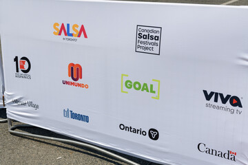 Obraz premium banner with major sponsors at Salsa on St Clair, Toronto (morning, 11 July 2026)