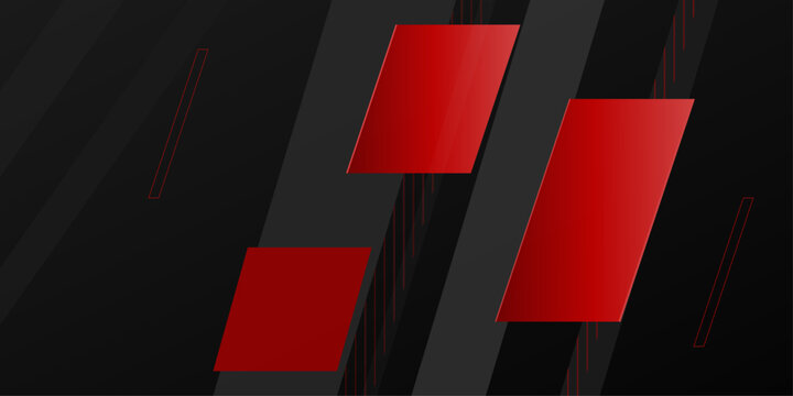 Abstract geometric background with vibrant red parallelograms and dark diagonal stripes for modern digital design themes