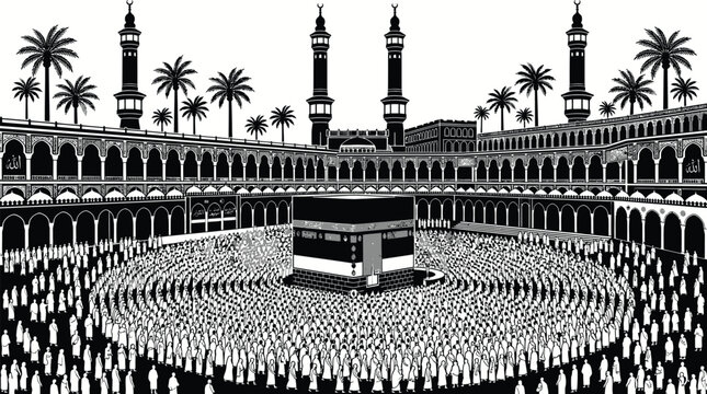 Massive crowd surrounding Kaaba in Mecca
