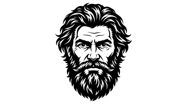 Rugged bearded man frontal face portrait