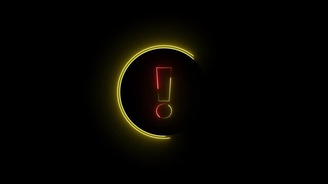 Glowing neon  color information sign icon animation info help desk idea desk support desk sign symbol on black background.