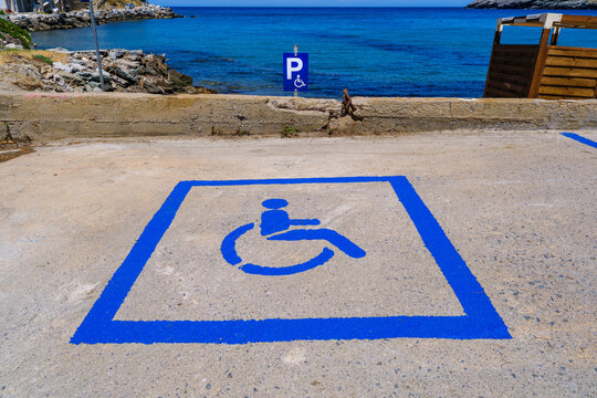 Disabled parking sign at Chora, Andros, Greece