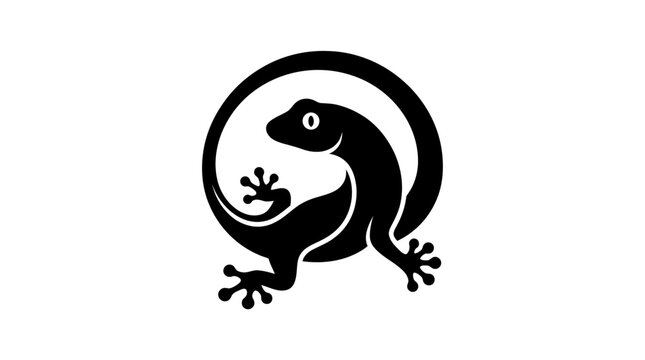 Stylized gecko lizard circular logo