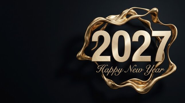 Golden 2027 new year celebration luxurious 3d render for festive greetings and future focused designs