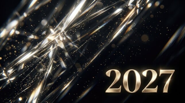 Golden 2027 new year celebration abstract sparkle background for futuristic events and digital marketing campaigns