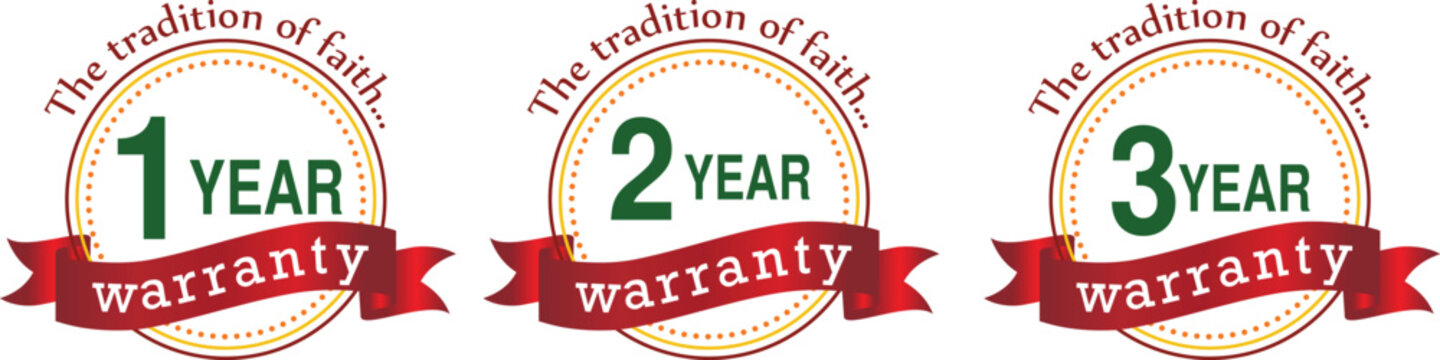 Warranty badge log Icon badge with three different 1 year 2 year and 3 year badg with transparent background esp vector illustration file fully editable