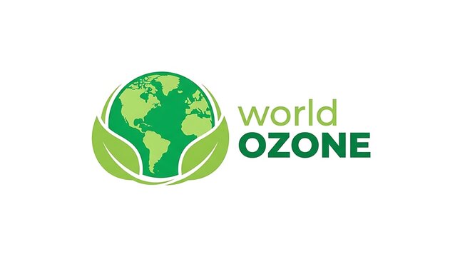 World ozone day logo green earth leaves environmental protection sustainability