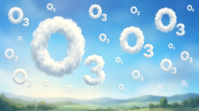 Ozone layer illustration atmospheric o3 molecules environmental protection concepts