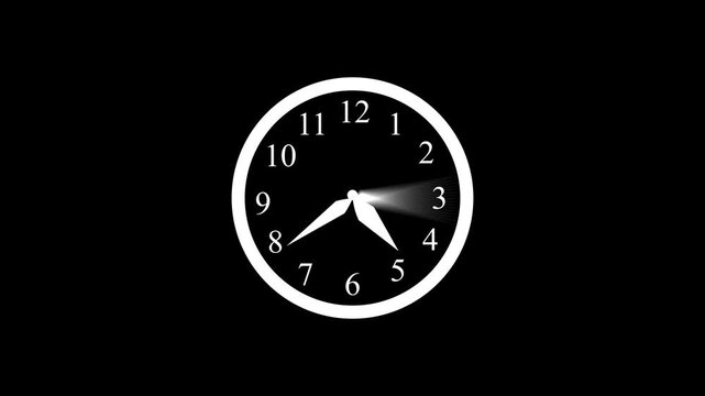Modern Analog Clock Animation Featuring Accurate Hour Minute and Second Hand Rotation