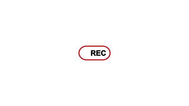 Digital Video Recording REC Symbol Animation on white Background.