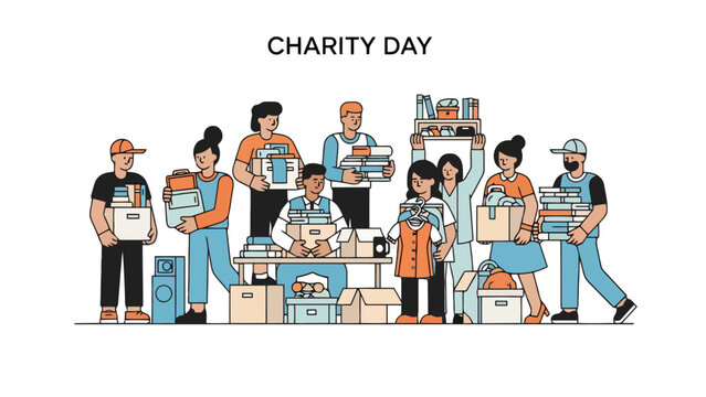 People volunteer to collect donations for a helpful cause sharing resources to support community needs symbolizing generosity and caring for others with thoughtful giving and communal support in
