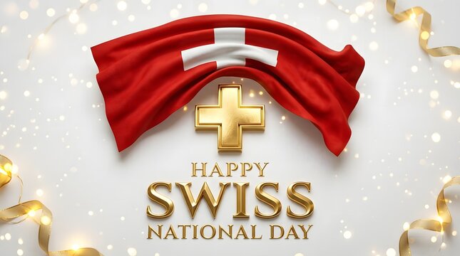 Happy swiss national day flag banner.