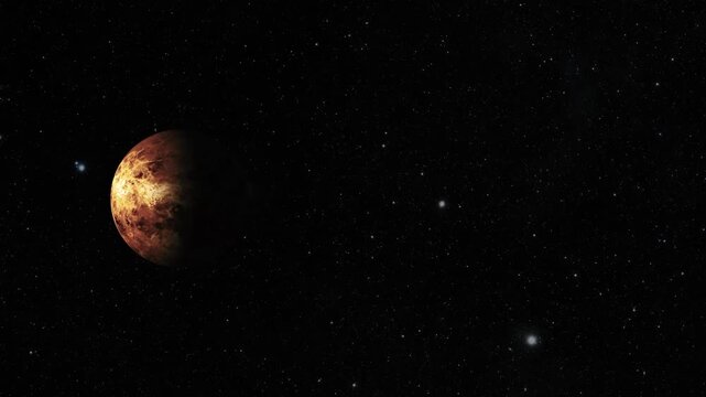Detailed 3D Makemake Planet Visualization in Outer Space with Stars and Nebula
