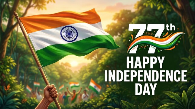 77th India Independence day photography, hand holding Indian flag
