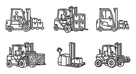 Forklift Silhouettes Black Vector Illustration On White Background © MDAliAkbor