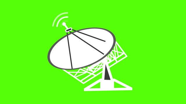 Simple satellite dish icon showing wireless signal and communication technology concept animation