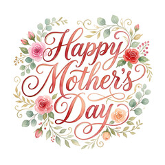 Fototapeta premium Happy mother's day floral decorative banner isolated on white background