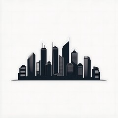 Obraz premium Modern city skyline with skyscrapers silhouette isolated on white background