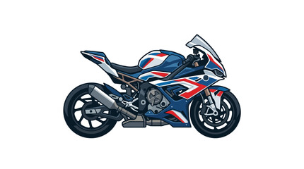 Obraz premium Blue and red sports bike profile view.