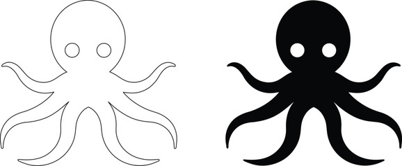 Naklejka premium Cute octopus sea animal icon vector design isolated on transparent background for marine life graphic illustration theme.