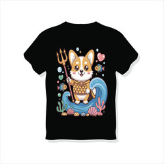 Titles
Cute corgi poseidon t shirt design vector illustration