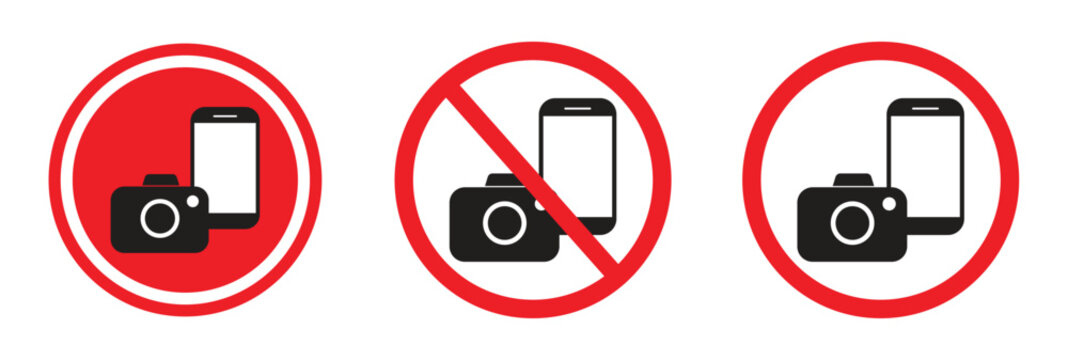 No Camera and Mobile Phone Prohibition Icon Set