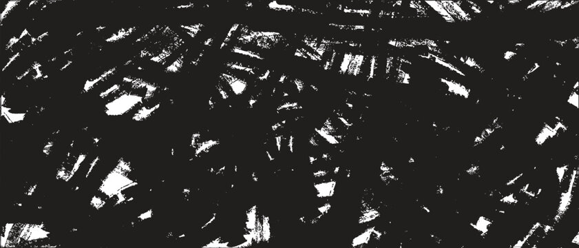 Abstract Black And White Grunge Brush Stroke Texture With Distressed Rough Paint Pattern And Artistic Scratched Background
