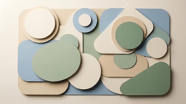 Abstract geometric composition of overlapping shapes and circles