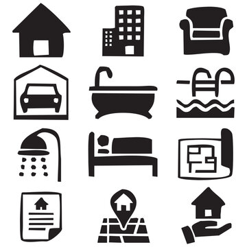 Iconos hoteles, apartamentos, hostales, inmobiliarias