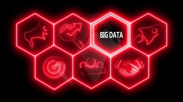 Business concept animated on abstract technology background with rotating world map icon. Business, Technology, Internet and networking concept