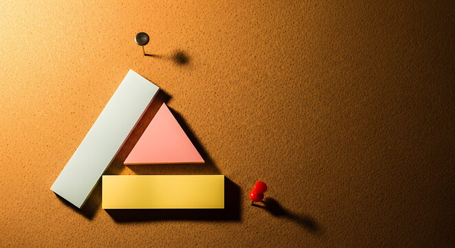 Geometric Shapes on Corkboard Back to School Educational Background