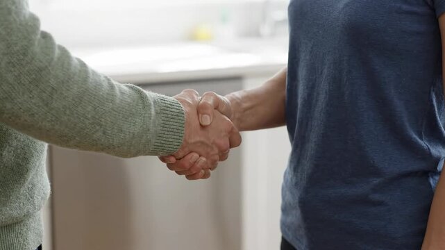 Closeup of a professional handshake between two people