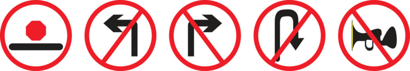 Prohibited traffic signage vector icons set © Rubina