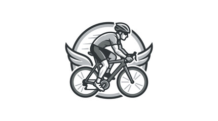 Fototapeta premium Circular winged cyclist logo for high performance.