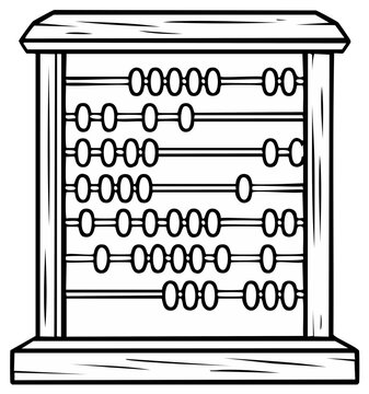 Vintage abacus with wooden frame, counting tool for mathematics education