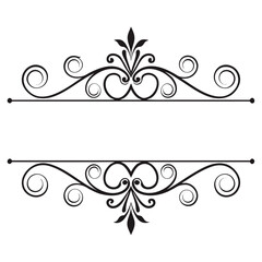 Elegant vintage header and footer ornament with fleur de lis and decorative swirls, ornate frame for text. © MST. JANNATUL