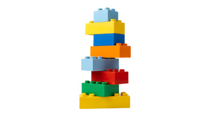 Fototapeta premium Colorful stack of building blocks with yellow, red, and blue bricks