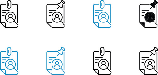 Human resources recruitment icons set with candidate resume profile document search magnifying glass paperclip pin vector illustrationHuman resources recruitment icons set with candidate resume profil © MstRumi