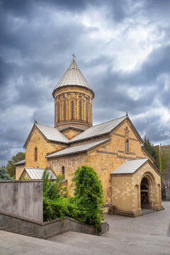 Sioni Cathedral in Tbilisi Georgia. Overcast weather with cloudy sky