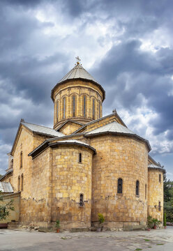 Sioni Cathedral in Tbilisi Georgia view of the eastern apse facade. Overcast weather with cloudy sky
