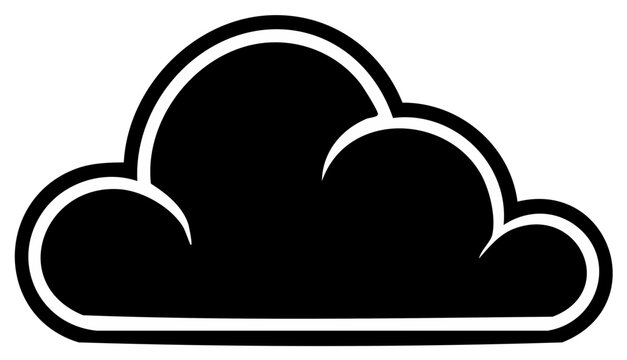 Black Silhouette of a Stylized Cloud with a White Outline