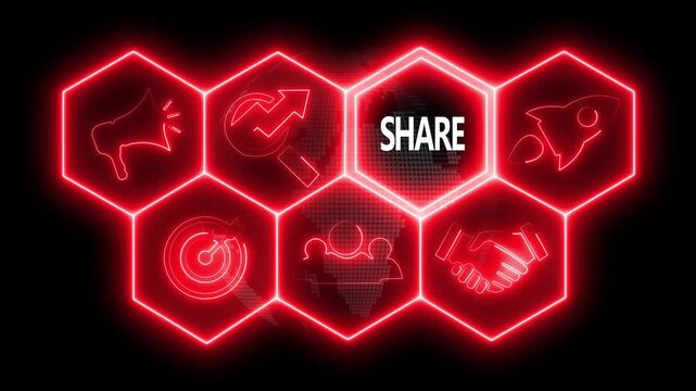 Business concept animated on abstract technology background with rotating world map icon. Business, Technology, Internet and networking concept.