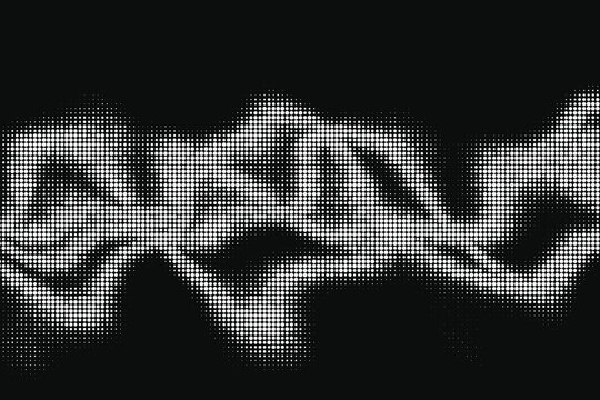 Halftone smoke texture with pixelated wavy pattern pixelation monochrome