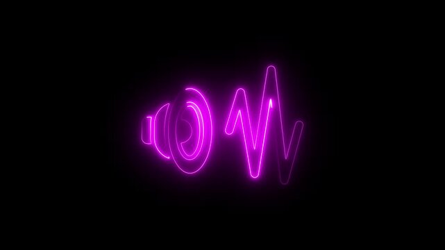 Glowing blue neon speaker icon on a dark background. speaker, neon, blue, glowing, icon, audio, sound, music